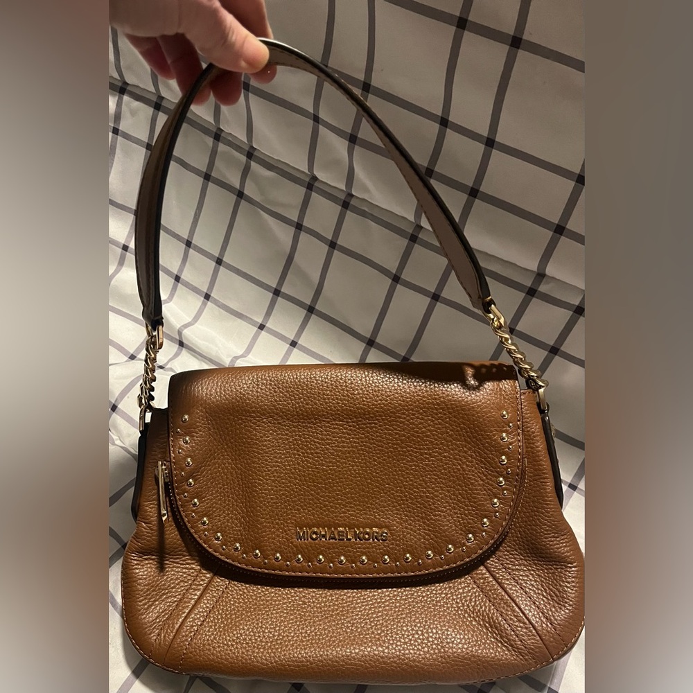 Michael Kors Brown Leather Gold Studded Purse